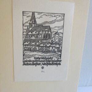 Otto Feil, Oostenrijk, Exlibris, lithografie, wenskaart nieuwjaar, 1955, gesigneerd