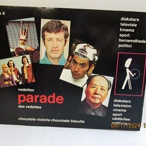 Vedetten Parade, album 4, diskstars, televisie, kinema, sport, beroemdheden, politici, uitgave Chocolats biscuits Victoria