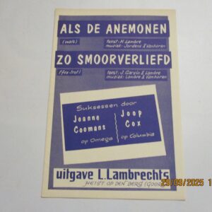 Als de anemonen, zo smoorverliefd! wals en foxtrot, Jeanne Coomans en Joop Cox