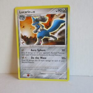 Lucario, prerelease card, Gold Stamp, 53/127, Platinum, Near Mint