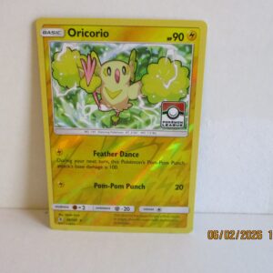 Oricorio, League stamped promo holo reverse, 46/145, Sun & Moon