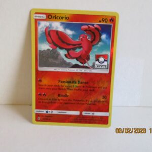 Oricorio, League stamped promo holo reverse, 14/145, Sun & Moon